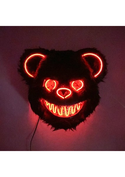 02 Ses Aktif Karnaval Parti Sahne Aydınlık LED Işık Maskesi Sevimli Siyah Ayı Maskesi Festivali Cosplay Maske (Yurt Dışından)