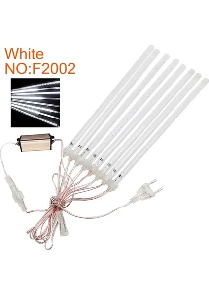 Beyaz F2002 Birleşik Krallık Tak 50CM Su Geçirmez Meteor Yağmuru Yağmur 8 Tüp LED Dize Işıklar 30CM /50CM Dış Mekan Tatili Noel Dekorasyon Ağacı Için Ab/abd/au/ingiltere Tak (Yurt Dışından)