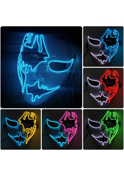 Renkli 12 Neon Işık LED Maske LED Cadılar Bayramı Korkunç Maske Cosplay Parti Maskesi Masquerade Maskeleri Cadılar Bayramı Kostüm Karnaval Glow Parti Sahne (Yurt Dışından)