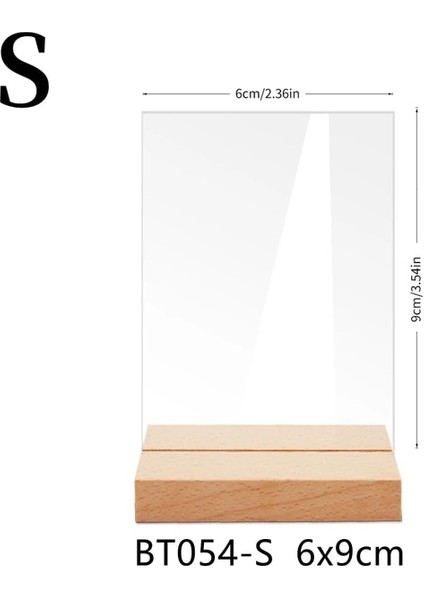 BT054-S 6x9 cm Akrilik Masa Burcu Tutucu Ahşap Tabanlı Temizle Düğün Parti Masa Burcu Numarası Yer Kartı Ekran Standı Restoran Otel Için (Yurt Dışından)