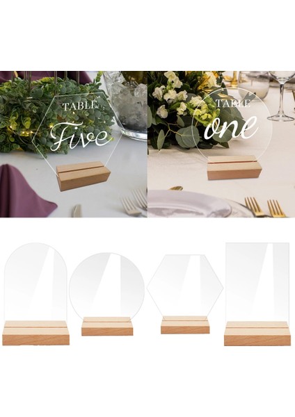 BT054-S 6x9 cm Akrilik Masa Burcu Tutucu Ahşap Tabanlı Temizle Düğün Parti Masa Burcu Numarası Yer Kartı Ekran Standı Restoran Otel Için (Yurt Dışından) fiyatları