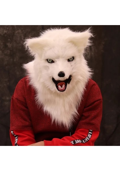 J Hayvan Peluş Maske Hareketli Ağız Tilki Gerçekçi Maske Uzun Peluş Kurt Şapkalar Kostüm Maskesi Cadılar Bayramı Kostümleri Parti Başlık (Yurt Dışından)