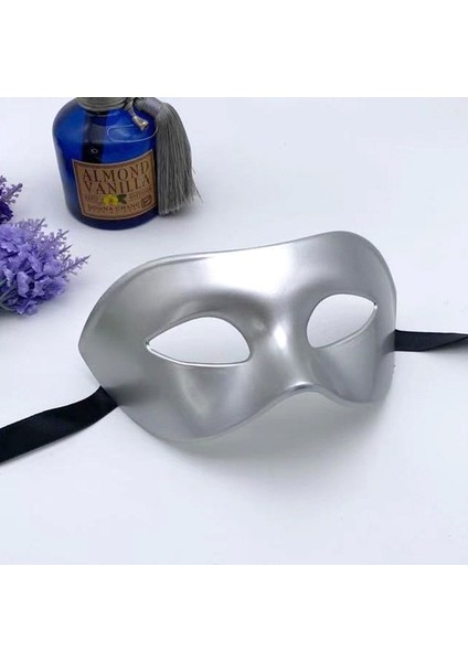 Gümüş Bir 18 cm Masquerade Siyah Maske Yetişkin Yarım Yüz Parti Cadılar Bayramı Erkek Retro Yakışıklı Masquerade Festivali Gösterisi (Yurt Dışından)