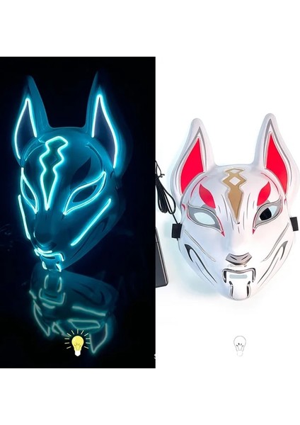 Buz Mavisi Cadılar Bayramı Neon LED Tasfiye Maskesi Masque Masquerade Parti Maskeleri Karanlıkta Işık Aydınlık Komik Maskeler Cosplay Kostüm Malzemeleri (Yurt Dışından)
