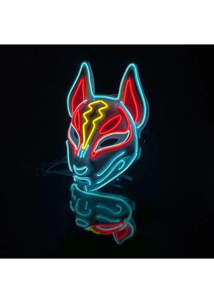 Buz Mavisi Cadılar Bayramı Neon LED Tasfiye Maskesi Masque Masquerade Parti Maskeleri Karanlıkta Işık Aydınlık Komik Maskeler Cosplay Kostüm Malzemeleri (Yurt Dışından) fiyatları