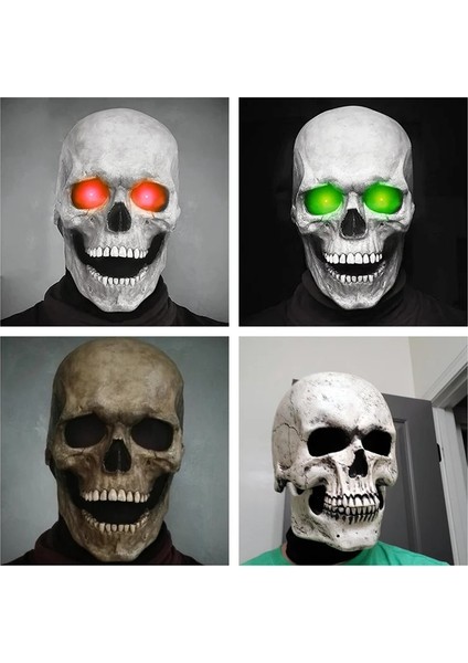 Gri-Kırmızı Işık Cadılar Bayramı Maskesi Hareketli Çene Tam Kafa Kafatası Maskesi Kask Cadılar Bayramı Korku Korkunç Maske Cosplay Misk Parti Dekoru 2022 Kafatası Kask (Yurt Dışından) fiyatları