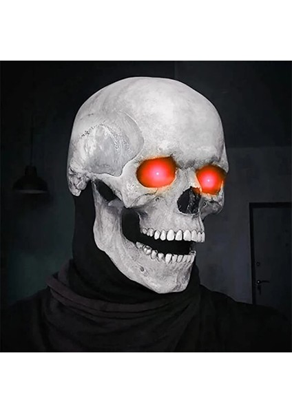 Gri-Kırmızı Işık Cadılar Bayramı Maskesi Hareketli Çene Tam Kafa Kafatası Maskesi Kask Cadılar Bayramı Korku Korkunç Maske Cosplay Misk Parti Dekoru 2022 Kafatası Kask (Yurt Dışından) indirimleri