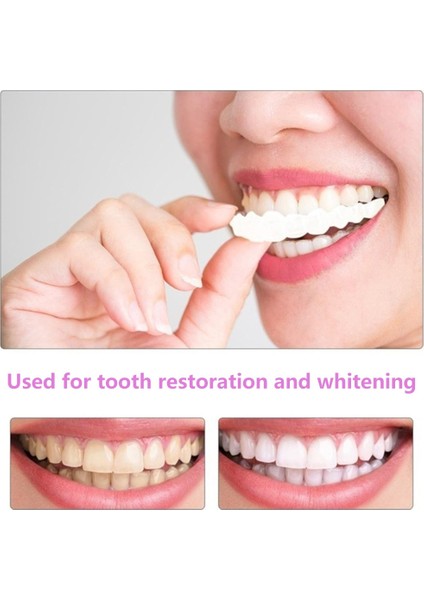 Üst Alt Set 3 9 Stilleri Silikon Diş Etiket Sahte Diş Ekstra Ince Snap-On Parlak Beyaz Kaplama Kendinden Yapışkanlı Protez Gizle Parantez Güvenli Gülümseme (Yurt Dışından) modelleri