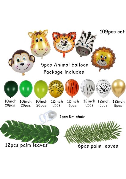 Stil C 109 Adet Palmiye Yaprağı Hayvan Balonlar Garland Arch Kiti Jungle Safari Parti Malzemeleri Şekeri Çocuklar Doğum Günü Partisi Bebek Duş Çocuk Dekor (Yurt Dışından) fiyatları