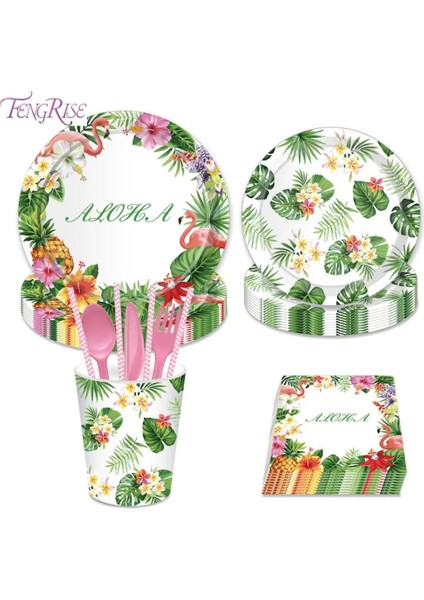 9 Inç Kağıt Tabak Fengrıse Hawaii Tek Kullanımlık Sofra Kağıt Tabak Bardak Hawaii Parti Dekorasyon Flamingo Aloha Yaz Tropikal Parti Malzemeleri (Yurt Dışından) fiyatları