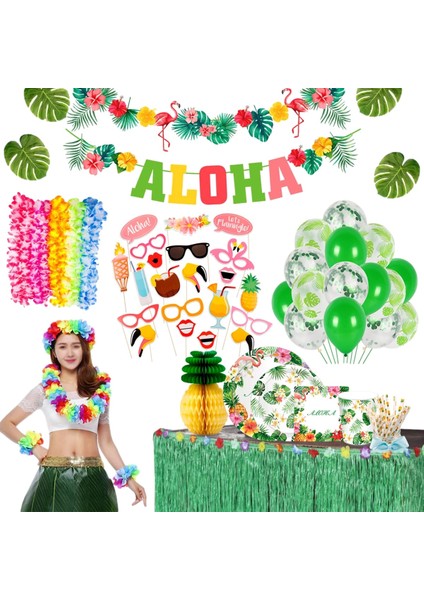 9 Inç Kağıt Tabak Fengrıse Hawaii Tek Kullanımlık Sofra Kağıt Tabak Bardak Hawaii Parti Dekorasyon Flamingo Aloha Yaz Tropikal Parti Malzemeleri (Yurt Dışından) modelleri