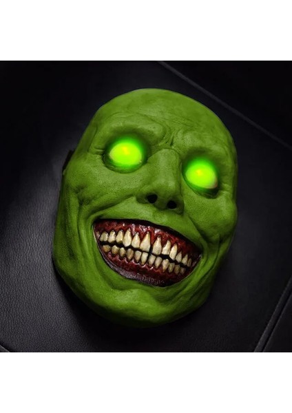 LED Maske B 2021 Yeni Cadılar Bayramı Maskesi Çünkü Exorcist Korku Gülümseme Yeşil Yüz Beyaz Göz Iblis Maskesi Cadılar Bayramı Maskesi (Yurt Dışından)