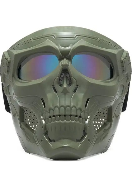 Yeşil Renkli Kafatası Korku Kask Maskesi Off Road Motosiklet Gözlüğü Spor Sürme Harley Gözlük Maskesi Motosiklet Sürme Gözlüğü Taktik Kask (Yurt Dışından)
