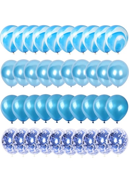 Karışık Renkli Pullu 12 Inç Mavi Balon Seti Oniks Mermer Metal Konfeti Balonları Çocuk Doğum Günü Partisi Süslemeleri Düğün Bebek Duş Helyum Balonları (Yurt Dışından) fırsatları