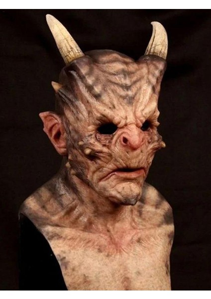 Mor Cadılar Bayramı Şeytan Maskeleri Yüz Kapatma Korku Cosplay Başlık Prop Masquerade Performans Kostüm Sahne Korkunç Boynuz Maskeleri (Yurt Dışından) fırsatları