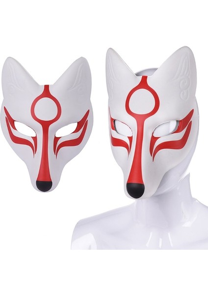 Beyaz (1 Adet) Japon Kabuki Kitsune Tilki Maskesi Pu Boyasız Masquerade Maskeleri Dıy Hayvan Boyasız Zanaat Maskesi Cosplay Kostüm Aksesuarı (Yurt Dışından) modelleri