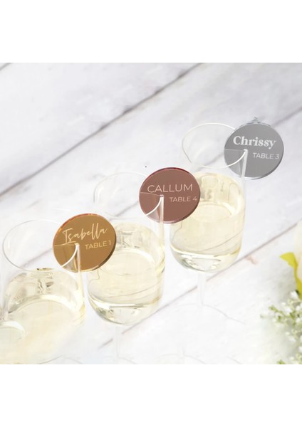 Gümüş 1.6mm Kalınlığında 25 Adet Boş Akrilik Kokteyl Cam Charm Marker Içecek Etiketi Şarap Bardağı Charm Masa Marker Düğün Doğum Günü Olay Parti Dekor Altın ve Gümüş (Yurt Dışından)