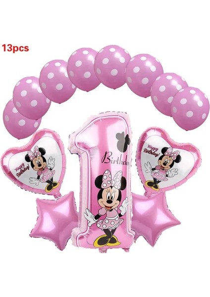 BALON-13PCS Disney Minnie Mouse 1st Doğum Günü Dekor Bebek Kız Iyilik Parti Dekoru Kız Bebek Için Diy Doğum Günü Balon Dekor Bebek Duş Hediyeleri (Yurt Dışından) fiyatları