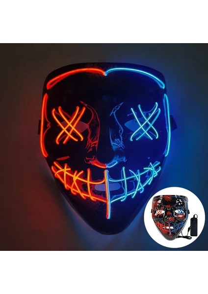 L01 1p Korkunç Cadılar Bayramı Colplay Light Up Tasfiye Maskesi Cadılar Bayramı Masquerade Partisi Çocuklar Erkekler Kadınlar Için LED Yüz Maskeleri Karanlıkta Parlayan Maske (Yurt Dışından)