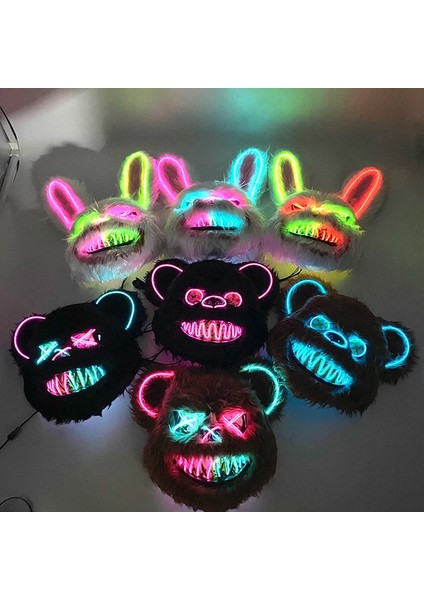 Parlayan Maske 23 Cadılar Bayramı Kanlı Tavşan Ayı Maskesi Parti Korkunç Cosplay Kafa Kapak Maskeleri Karnaval Kostüm Başlık Sahne Masquerade Korku Sahne (Yurt Dışından) fırsatları