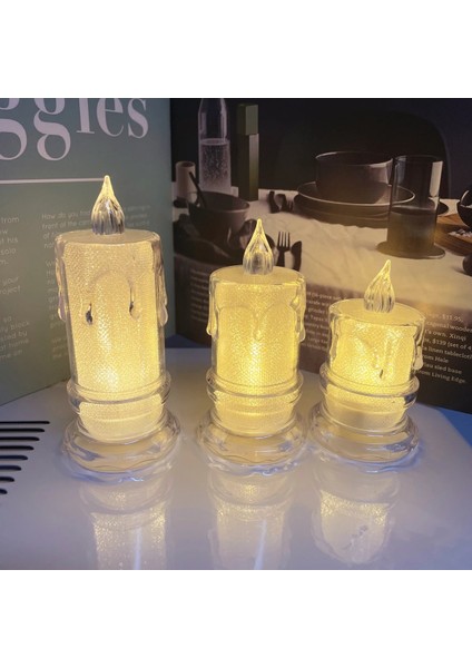 11X4.7 cm L 1 Adet LED Gerçekçi Pille Çalışan Mumlar, Ev Noel Yeni Yıl Süslemeleri Için Şeffaf Şamdan ile Alevsiz Mumlar (Yurt Dışından) indirimleri