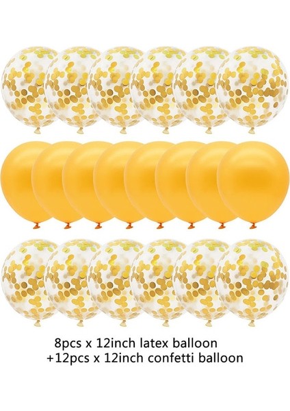 20 Adet Lateks Balon 20 Adet Gül Altın Balon Seti Konfeti Metalik Balonlar Doğum Günü Partisi Düğün Dekorasyon Yıldönümü Globals Bebek Duş Balonu (Yurt Dışından)