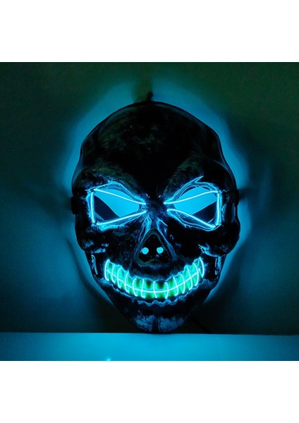 C Cadılar Bayramı LED Kafatası Maskesi Parlayan Maskesi Cadılar Bayramı Kostüm Korku Kötü Maske Kask Neon Işık Parti Maskesi Dekorasyon (Yurt Dışından) modelleri