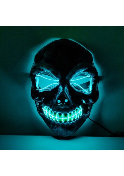 C Cadılar Bayramı LED Kafatası Maskesi Parlayan Maskesi Cadılar Bayramı Kostüm Korku Kötü Maske Kask Neon Işık Parti Maskesi Dekorasyon (Yurt Dışından) indirimleri