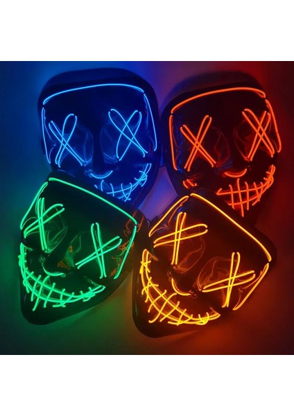 L01 1p Korkunç Cadılar Bayramı Colplay Light Up Tasfiye Maskesi Cadılar Bayramı Masquerade Partisi Çocuklar Erkekler Kadınlar Için LED Yüz Maskeleri Karanlıkta Parlayan Maske (Yurt Dışından) indirimleri