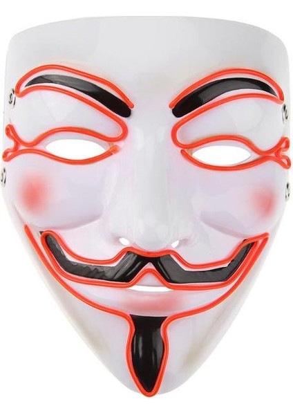 V Kırmızı Cadılar Bayramı Maskesi Sevimli Kedi Tilki Vendetta El Tel Maske Parlayan Dans Karnaval Parti Maskeleri Için Yanıp Sönen Cosplay LED Neon Kostüm Maskesi (Yurt Dışından)