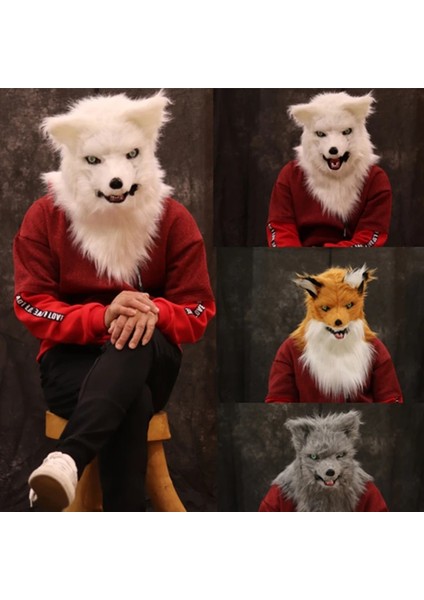 Siyah Köpek Hareketli Ağız Tilki Maskesi Cadılar Bayramı Kostüm Cosplay Parti Ağız Taşıyıcı Kurt Maskeleri Hayvan Panda Husky Orangutan Yapay Kürk Maskesi (Yurt Dışından) fırsatları