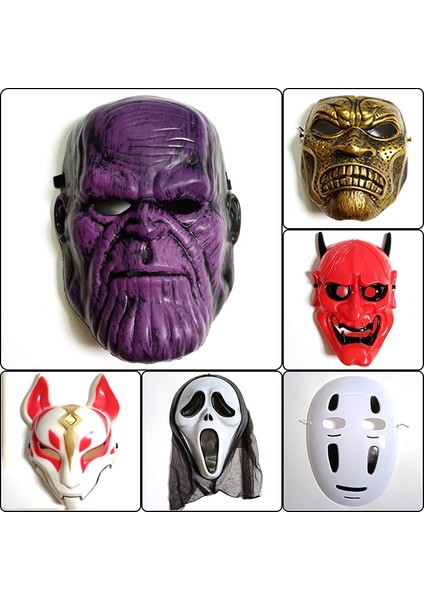 Tip 39 Plastik Yüz Maskesi Cadılar Bayramı Korkunç Yetişkin Maskesi Kostüm Partisi Dekoru Sahne Hayalet Korkunç Maske Anime Japon Tilki Cosplay Maske (Yurt Dışından) fiyatları