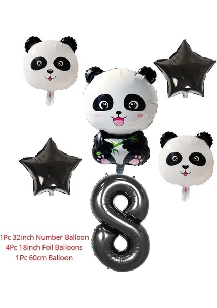Numarası 8 Takım Karikatür Panda Folyo Balon Parti Dekoru Hayvanlar Tema Doğum Günü Partisi Bebek Duş Malzemeleri Hayvanat Bahçesi Hayvan Balonlar Panda Parti Malzemeleri (Yurt Dışından)