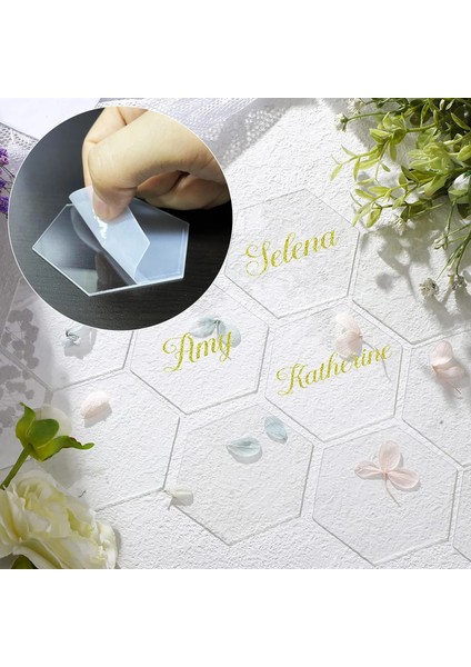 Altıgen 10 Adet 10/20/50 Adet Altın Akrilik Masa Yer Kartı Düğün Parti Için Oturma Kartları Burcu Konuk Isimleri Etiketi Davetiye Parti Dıy Dekorasyon (Yurt Dışından) indirimleri
