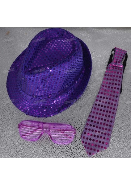 Stil 4 Çocuk Çocuklar Yetişkin LED Flaş Payetler Fedora Şapka Işık Caz Kap Gözlük Kravat Yay Glow Neon Parti Doğum Günü Düğün Paskalya (Yurt Dışından)
