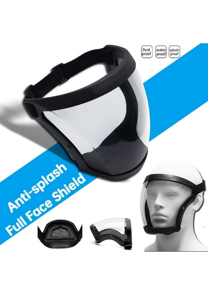Siyah Gri Şeffaf Tam Yüz Kalkanı Buğu Önleyici Sıçramaya Dayanıklı Rüzgar Geçirmez Maske Güvenlik Gözlükleri Filtreli Unisex Koruma Göz Yüz Maskesi (Yurt Dışından)