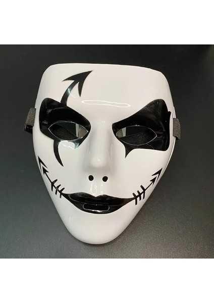 Stil 10 Sıcak Satış Cadılar Bayramı Sahne Masquerade Tam Yüz Maskesi Hip Hop Yetişkin El-Boyalı Beyaz Sokak Dansı Erkekler Yetişkin Maskesi (Yurt Dışından)
