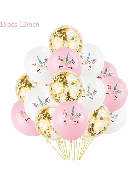 15 Adet J 1 Takım Unicorn Parti Balonları Doğum Günü Balon Unicorn Dekorasyon Lateks Konfeti Balon Doğum Günü Partisi Dekorasyon Balonları Çocuklar (Yurt Dışından)