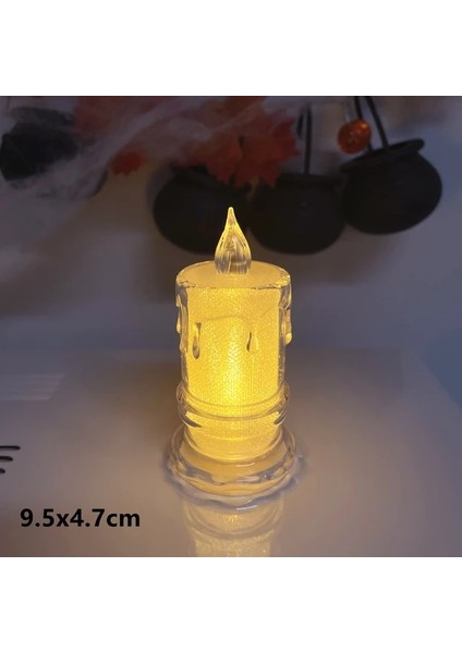 9.5x4.7 cm M 1 Adet LED Gerçekçi Pille Çalışan Mumlar, Ev Noel Yeni Yıl Süslemeleri Için Şeffaf Şamdan ile Alevsiz Mumlar (Yurt Dışından)