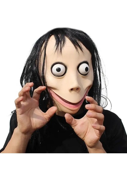 Momo Maskesı Ürpertici Korku Şeytan Maskesi Korkunç Momo Maskesi Ürpertici Cadılar Bayramı Lateks Cosplay Kostüm Çocuklar ve Yetişkin Için (Yurt Dışından)