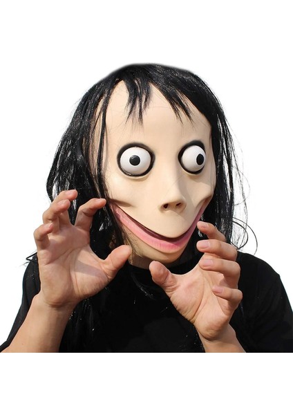 Momo Maskesı Ürpertici Korku Şeytan Maskesi Korkunç Momo Maskesi Ürpertici Cadılar Bayramı Lateks Cosplay Kostüm Çocuklar ve Yetişkin Için (Yurt Dışından)