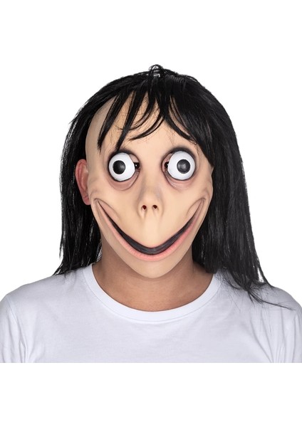 Momo Maskesı Ürpertici Korku Şeytan Maskesi Korkunç Momo Maskesi Ürpertici Cadılar Bayramı Lateks Cosplay Kostüm Çocuklar ve Yetişkin Için (Yurt Dışından)