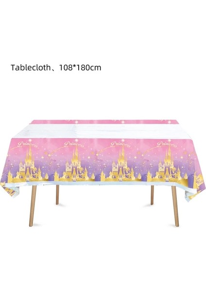 1 Adet Masa Örtüsü Pembe Prenses Kale Tema Bebek Duş Tek Kullanımlık Sofra Seti Kağıt Bardaklar Peçeteler Tabaklar Banner Saman Parti Doğum Günü Dekorasyon (Yurt Dışından)