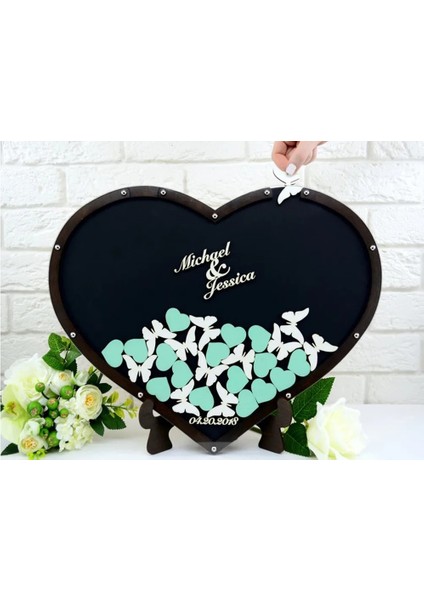 17.5X25CM-30HEARTS Benzersiz Düğün Işareti Ziyaretçi Defteri Düğün Mesaj Kutusu Açılır Kutu Drop Top Kutusu Kelebek Kalp Ziyaretçi Defteri Benzersiz Düğün Işareti (Yurt Dışından)