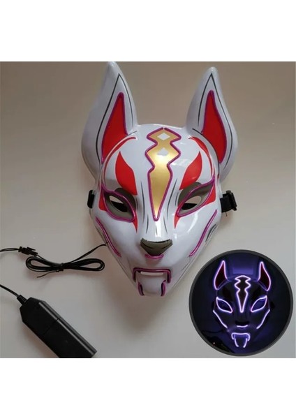 Tilki Mor Cadılar Bayramı Maskesi Sevimli Kedi Tilki Vendetta El Tel Maske Parlayan Dans Karnaval Parti Maskeleri Için Yanıp Sönen Cosplay LED Neon Kostüm Maskesi (Yurt Dışından)