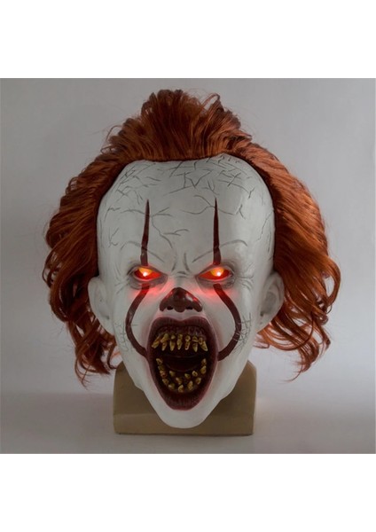 Buck Diş Işık Korkunç Palyaço Lateks Aydınlık Cosplay Maske Korkunç Cadılar Bayramı LED Peruk Palyaço Maskesi Kostüm Sahne (Yurt Dışından) fiyatları