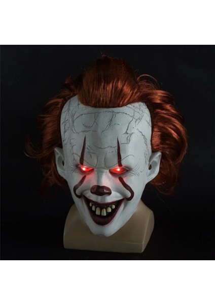 Buck Diş Işık Korkunç Palyaço Lateks Aydınlık Cosplay Maske Korkunç Cadılar Bayramı LED Peruk Palyaço Maskesi Kostüm Sahne (Yurt Dışından) fırsatları