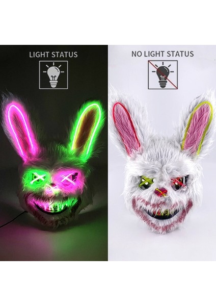 LED Maske 4 Cadılar Bayramı Partisi Korkunç Kanlı Tavşan Ayı Golf Sopası Kılıfı Tavşan Cosplay Maske Cadılar Bayramı Karnaval Kostüm Şapka Prop Dans Masquerade (Yurt Dışından)