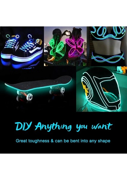 Buz Mavisi 1m 1m/3m/5m Glow El Tel Kablo LED Neon Noel Dans Partisi Dıy Kostümleri Giyim Aydınlık Araba Işık Dekorasyonu Elbise Topu Rave (Yurt Dışından) indirimleri
