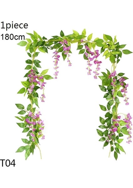 T04-KOYU Pembe-1pcs Wisteria Yapay Çiçek Asma Sarmaşık Yaprağı Çelenk Ipek Gül Çiçek Rattan Dize Asma Düğün Kemer Çiçek Ev Bahçe Dekorasyonu (Yurt Dışından)